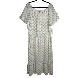 Style &‎ Co White Floral CottonBlend Midi Dress XL Cottagecore Girly Summer